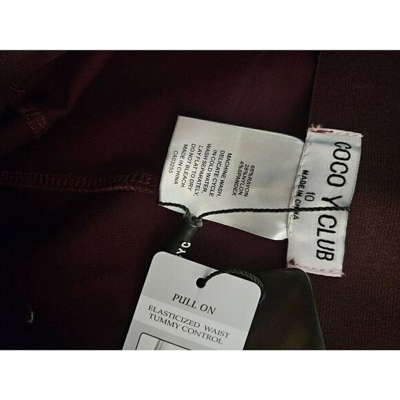 Coco Y Club CYC wine colored pull on tummy control pants. Size 10. NWT. - Picture 4 of 4